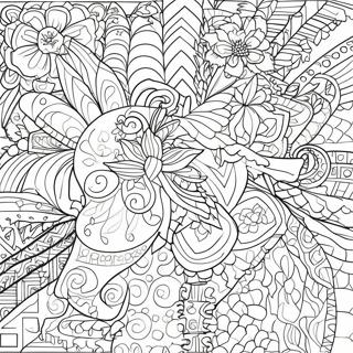 Farverige Geometriske Mønstre Malebog | Trippy Illusion malebog