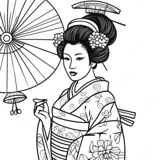 Elegant Geisha i Kimono Malebog | Geisha malebog