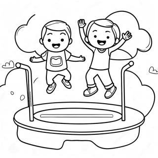 Trampolin springende børn farvelægningsside | Trampolin malebog