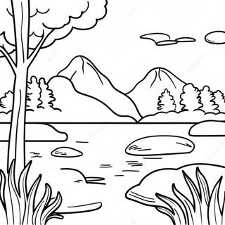 Rolig Naturscene Mindfulness Malebog | Nem Mindfulness malebog