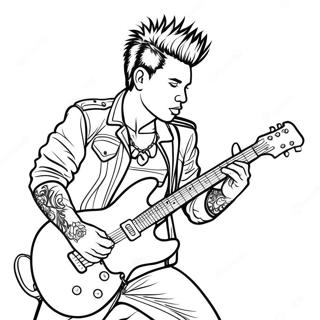 Punk Rock Guitarist Farvelægningsside | Punk malebog