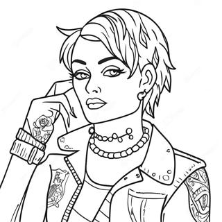 Punk Mode Stil Farvelægningsside | Punk malebog