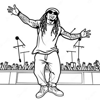 Lil Wayne optræder på scenen farvelægningsside | Lil Wayne malebog