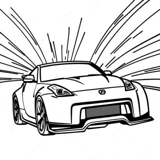 350z Racerbil i Bevægelse Farvelægningsside | 350z malebog
