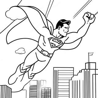 Superhelt Superman Flyvende Farvelægningsside | Stålmand malebog
