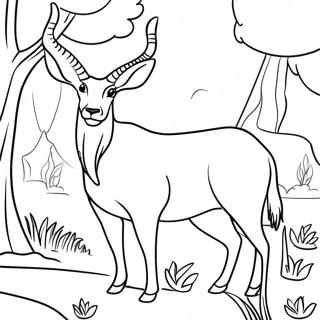 Graceful Antelope i Naturen Farvelægningsside | Antilope malebog