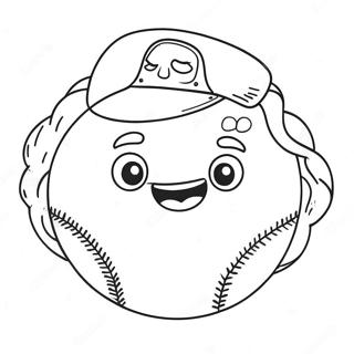 Sød softball med smil farvelægningsside | Softball malebog