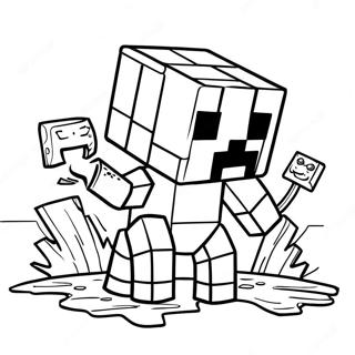 Minecraft mutant Creeper farvelægningsside | Minecraft Mutant Creeper malebog