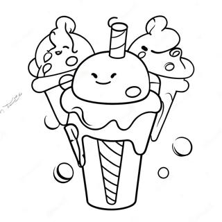 Farverig Is-sundae Farvelægningsside | Is Skrig malebog