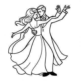 Elegant prom par danser farvning side | Prom malebog