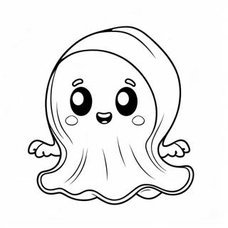 Sød mini Halloween spøgelse farvning side | Mini Halloween malebog