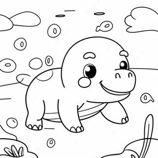 Glad Slowpoke Svømmer Malebog | Langsompoke malebog