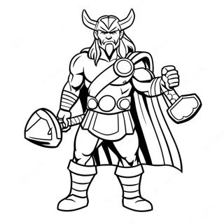 Thor med hammer farvelægningsside | Lego Thor malebog