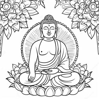 Fredfyldt Buddha Farvelægningsside | Åndelig malebog