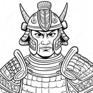 Traditionel Samurai Rustning Farvelægningsside | Samurai malebog