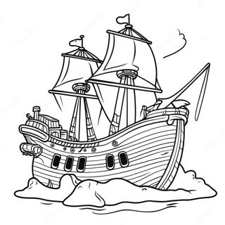 Sænket Piratskib Farvelægningsside | Skibsvrag malebog