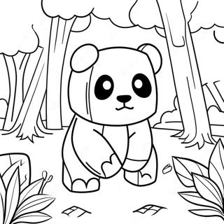 Sød Minecraft Panda i Skoven Malebog | Minecraft Panda malebog