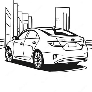 Hyundai bil i bevægelse farvelægningsside | Hyundai malebog