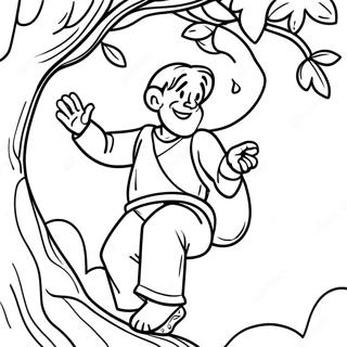 Zacchaeus Klatrer op i et Træ Malebog | Zacchaeus malebog