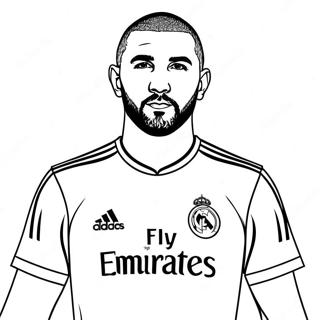 Benzema Fodboldstjerne Farvelægningsside | Benzema malebog