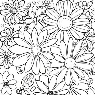 Farverige Blomsterfrø Farvelægningsside | Frø malebog