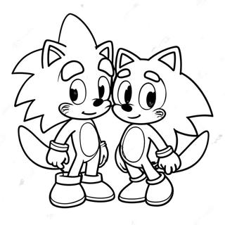 Sonic og Tails Valentine Eventyr Farvelægningsside | Sonic Valentine malebog