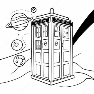 TARDIS i rummet farvelægningsside | Dr. Who malebog