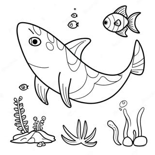 Shark Tale farvelægningsside | Hajhistorie malebog