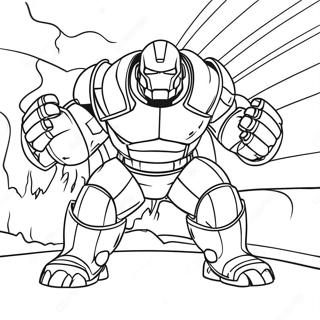 Hulkbuster i kamp farvelægningsside | Hulkbuster malebog