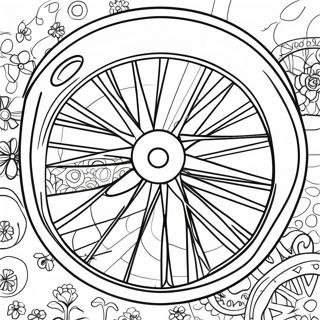 Farverigt cykelhjul farvelægningsside | Hjul malebog