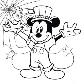 Mickey 4. juli fejring Farvelægningsside | Mickey 4. juli malebog
