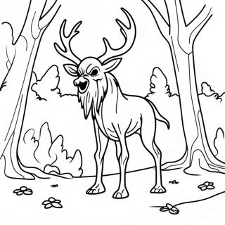 Skræmmende Wendigo i Skoven Farvelægningsside | Wendigo malebog