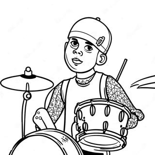 Travis Barker Trommeslager Farvelægningsside | Blink 182 malebog