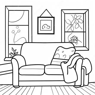 Hyggelig Sofa Farvelægningsside | Sofa malebog