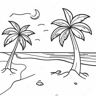 Bahamas Strand Scene Farvelægningsside | Bahamas malebog