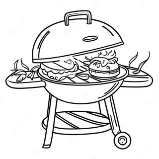 BBQ Grill med Lækre Burgere Farvelægningsside | Grill malebog