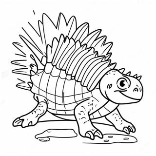 Farverig Dimetrodon med Spids Sejl Farvelægningsside | Dimetrodon malebog