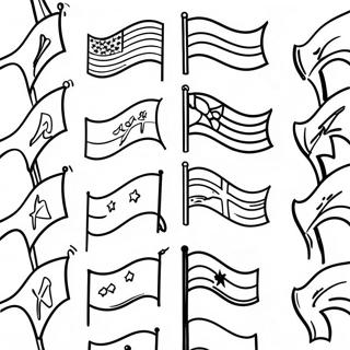 Farverige lande flag farvelægningsside | Land Flag malebog