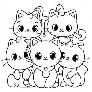 Charmmy Kitty med venner farvelægningsside | Charmmy Kitty malebog