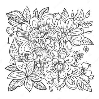 Bullet Journal blomster doodle farvelægningsside | Bullet Journal malebog