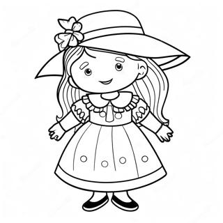Madeline i en Farverig Kjole Malebog | Madeline malebog