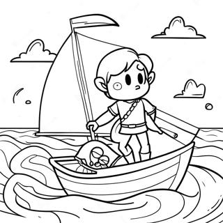 Link Sejler på Havet Malebog | Wind Waker malebog