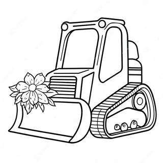 Sød Skid Steer med Blomster Farvelægningsside | Skid Steer malebog