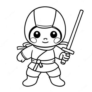 Sød Ninja med en Katana Malebog | Hej Ninja malebog