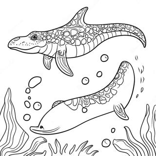 Mosasaurus Svømmer i Havet Malebog | Mosasaurus malebog