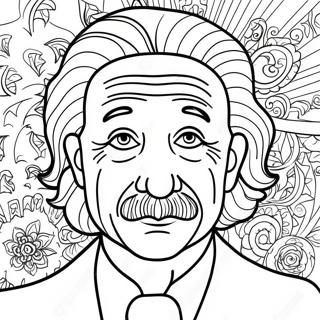 Albert Einstein Portræt Farvelægningsside | Albert Einstein malebog