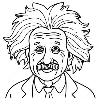 Sjov Albert Einstein med Skør Frisyr Farvelægningsside | Albert Einstein malebog