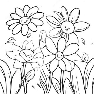 Farverige forårsblomster farvelægningsside | Spring frem malebog