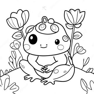 Sød Frø Squishmallow med Blomster Malebog | Frø Squishmallow malebog