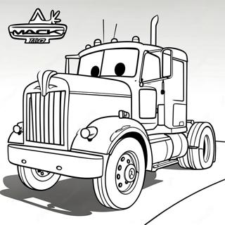 Farverig Mack Truck Farvelægningsside | Mack Biler malebog
